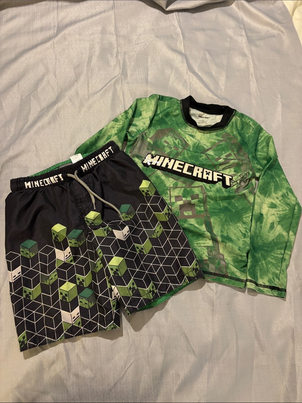 Minecraft Kids Green Tie-Dye Swim Set